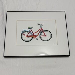 Framed Bicycle Watercolor Art - Red Bike Illustration